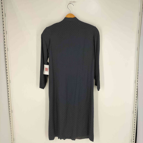 ハナエモリ HANAE MORI シルク100% ブロックチェック スタンドカラーワンピース レディース 9A3