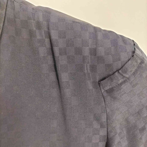ハナエモリ HANAE MORI シルク100% ブロックチェック スタンドカラーワンピース レディース 9A3