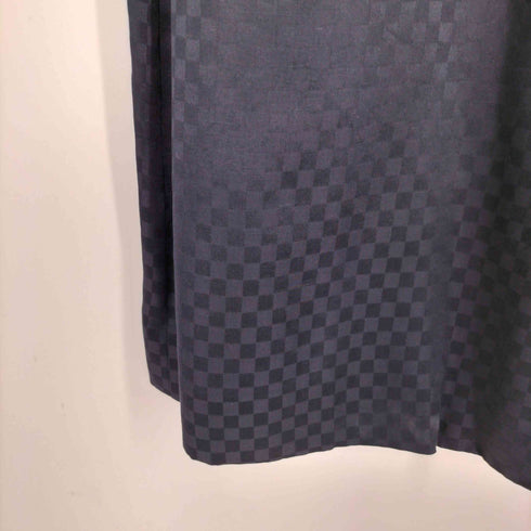 ハナエモリ HANAE MORI シルク100% ブロックチェック スタンドカラーワンピース レディース 9A3