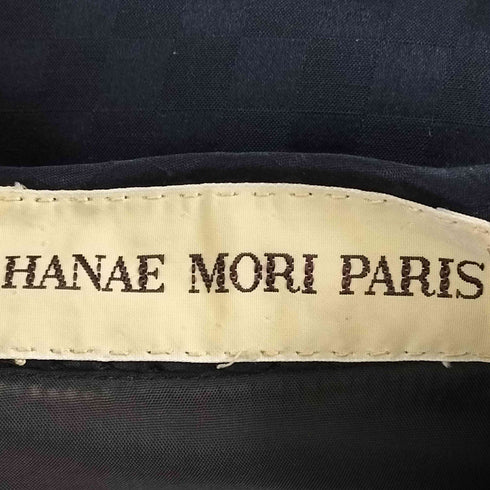 ハナエモリ HANAE MORI シルク100% ブロックチェック スタンドカラーワンピース レディース 9A3