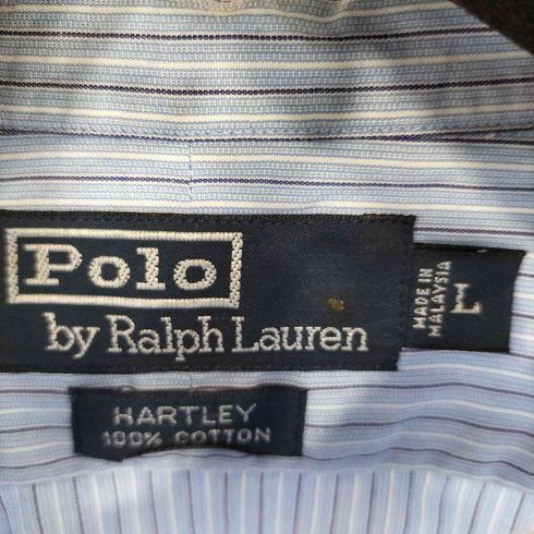 ポロバイラルフローレン Polo by RALPH LAUREN 90s HARTLEY ストライプ コットン ロングスリーブシャツ メンズ L