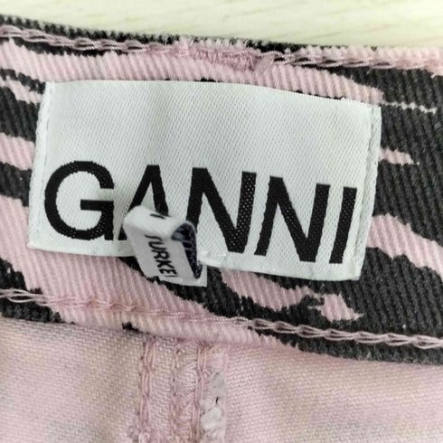 ガニー Ganni Print Denim High Waisted Hotpant ゼブラ ショートパンツ レディース UK:28-29