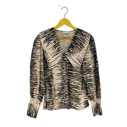 ガニー Ganni Printed cotton-poplin shirt ゼブラ コットンポプリンシャツ レディース FR:38