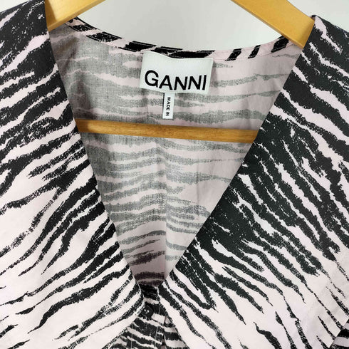 ガニー Ganni Printed cotton-poplin shirt ゼブラ コットンポプリンシャツ レディース FR:38