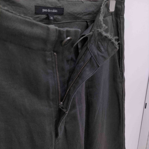 パドカレ pas de calais リネン100 ダメージ加工 イージー ワイドパンツ レディース JPN:36