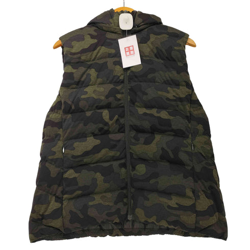 ユニクロ UNIQLO 00s Y2K フードダウンベスト カモ柄 迷彩 3XL レディース 3XL