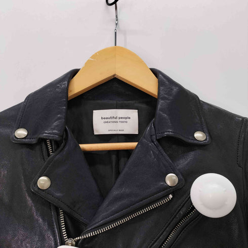 ビューティフルピープル beautiful people shrink leather riders jacket シュリンクレザーライダースジャケット ダブル レディース 150