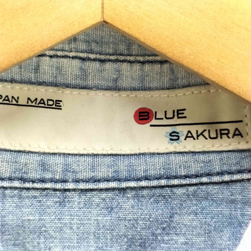 BLUE SAKURA 花刺繍切りっぱなしデニムシャツ メンズ JPN:3