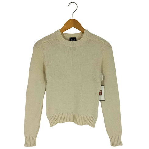 ドルチェアンドガッバーナ DOLCE&GABBANA ITTIERRE イタリア製 ロゴパッチ ウールアクリル クルーネックニット レディース import:XS