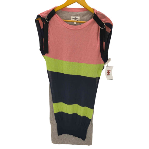 ヴィヴィアンウエストウッドアングロマニア Vivienne Westwood ANGLOMANIA レイヤード ドッキング ボーダー コットン ノースリーブ ニット ワンピース レディース EUR:38