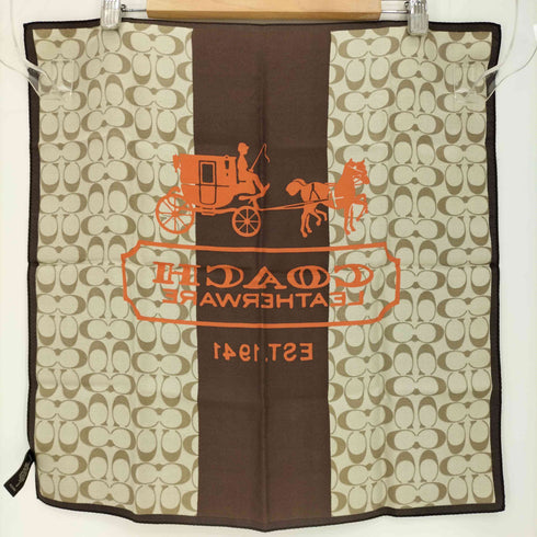 コーチ COACH シグネチャーロゴ 馬車 シルク スカーフ レディース
