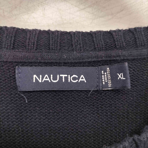 ノーティカ NAUTICA ワンポイント刺繍 クルーネック コットンニット メンズ XL