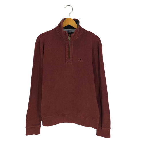 トミーヒルフィガー TOMMY HILFIGER ロゴ刺繍 ハーフジップ ハイネックスウェット メンズ import:M