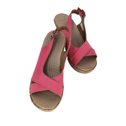 クロックス crocs アレイリネンコルクラップウェッジサンダル レディース JPN:23