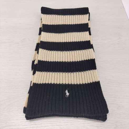 ポロラルフローレン POLO RALPH LAUREN スモールポニー刺繍 リブ編み ボーダー ニットマフラー メンズ