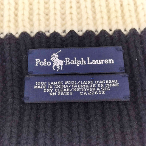 ポロラルフローレン POLO RALPH LAUREN スモールポニー刺繍 リブ編み ボーダー ニットマフラー メンズ