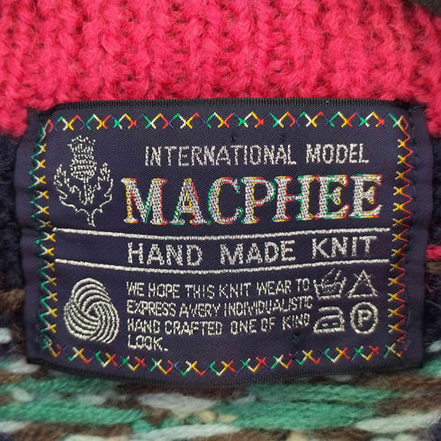 マカフィー MACPHEE ノルディック柄 ハンドメイドニット カーディガン レディース