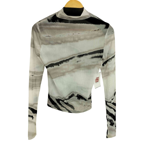 イーケークッキーズ EKCOOKIES 総柄 L/S モックネックシアートップス レディース JPN:M