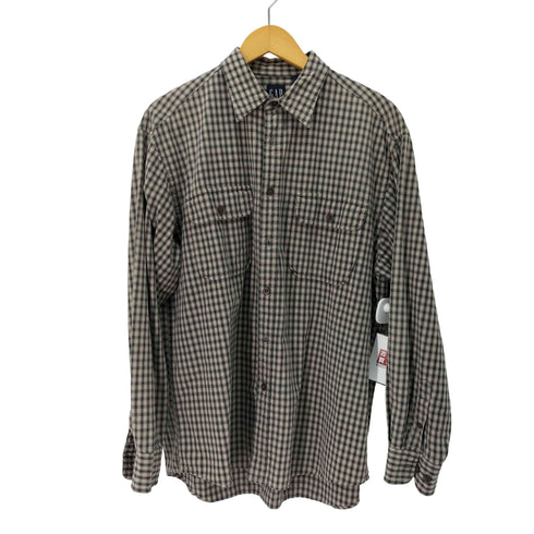 ギャップ Gap OLD 紺タグ チェック 両胸フラップコットンシャツ メンズ import:M