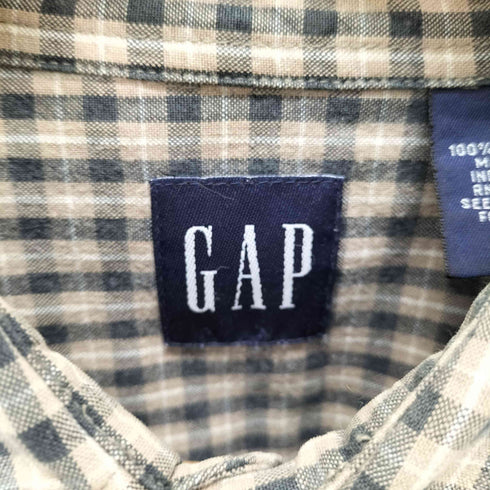 ギャップ Gap OLD 紺タグ チェック 両胸フラップコットンシャツ メンズ import:M