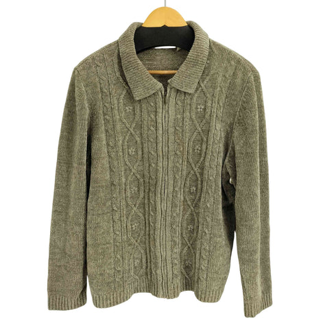 アルフレッドダナー ALFRED DUNNER アクリルケーブルニットジップアップカーディガン レディース JPN:L