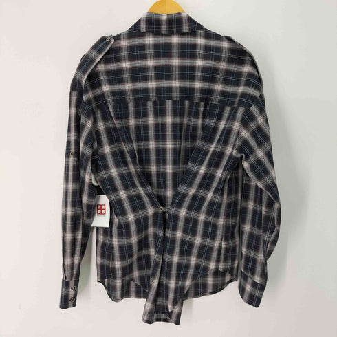 our h our レギュラーカラー エポレット チェック シャツ レディース import:S