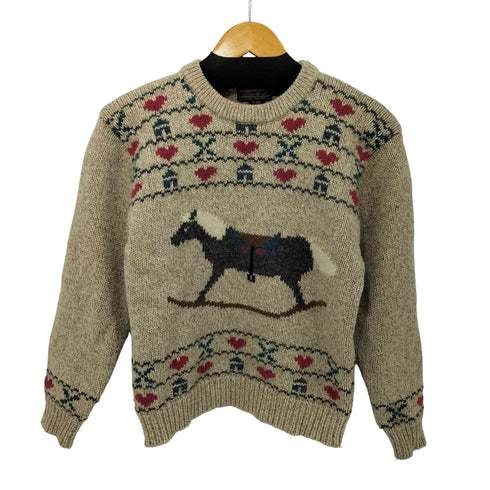 エディーバウアー Eddie Bauer 90s ロッキングホース ノルディック ウール ニット セーター レディース import:S