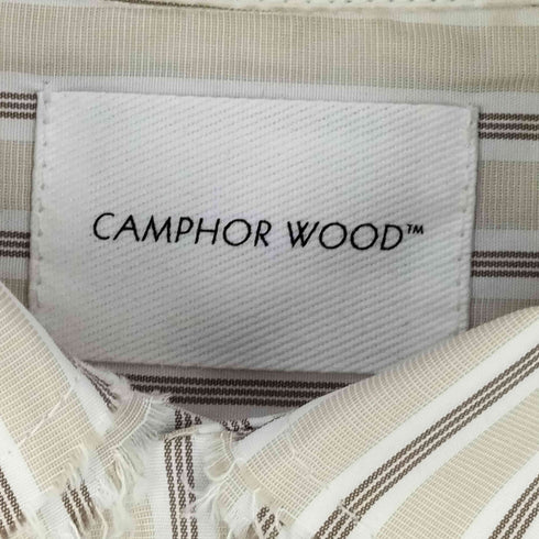 カンファーウッド CAMPHOR WOOD flower embroidery cut stripe l/s shirt / クロスステッチ花刺繍カットオフストライプシャツ メンズ import:M