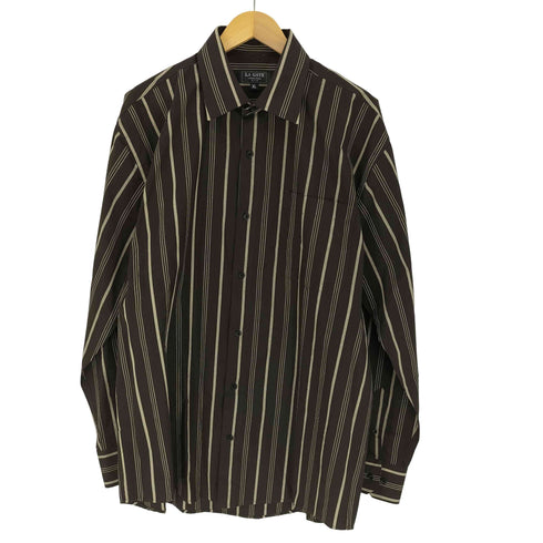 LA GATE USA 90S ベトナム製 ストライプ ポリコットン オーバーサイズ L/S シャツ メンズ import:XL