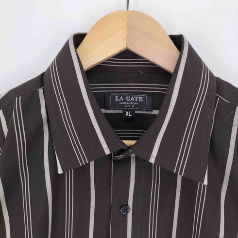 LA GATE USA 90S ベトナム製 ストライプ ポリコットン オーバーサイズ L/S シャツ メンズ import:XL