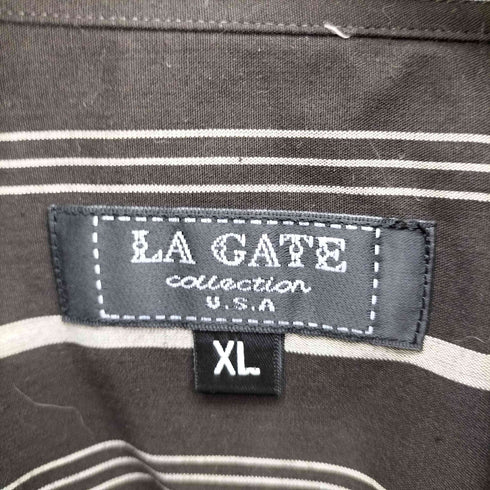LA GATE USA 90S ベトナム製 ストライプ ポリコットン オーバーサイズ L/S シャツ メンズ import:XL