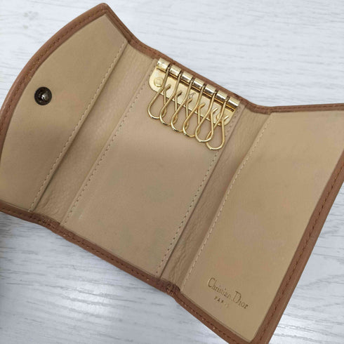 クリスチャンディオール Christian Dior ロゴ型押し レザー6連キーケース レディース