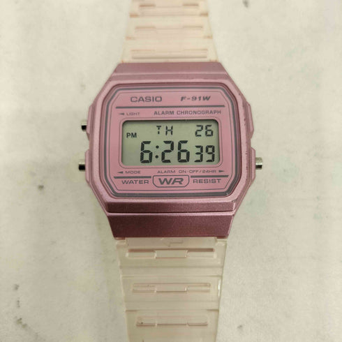 カシオ CASIO F-91W チープ クリアピンク スケルトン デジタル腕時計 レディース