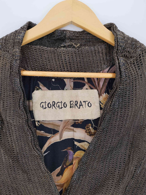 ジョルジオブラット Giorgio Brato 裏地花柄 メッシュ シープレザー 2B テーラードジャケット レディース JPN:40