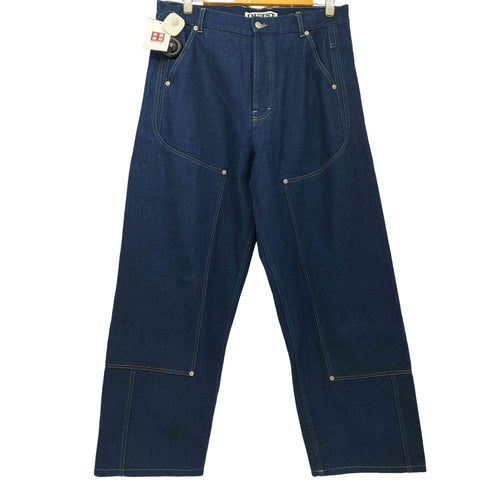 OUEST PARIS ダブルニー ワイド バギー デニムパンツ メンズ 32