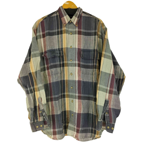 エディーバウアー Eddie Bauer 90S L/S BD チェック シャツ フラップポケット メンズ JPN:L