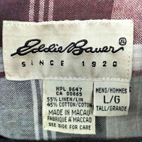 エディーバウアー Eddie Bauer 90S L/S BD チェック シャツ フラップポケット メンズ JPN:L