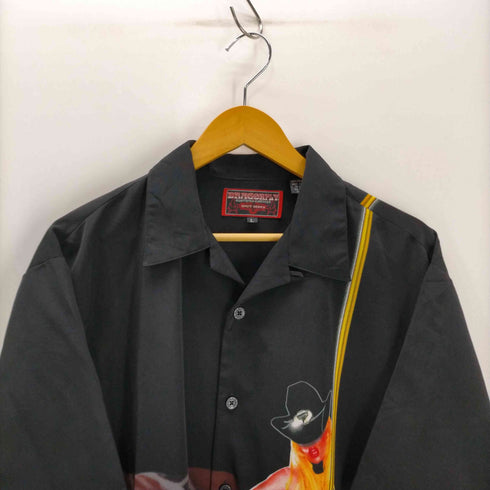 DRAGONFLY 両面 グラフィックプリント 開襟オープンカラー ポリ シャツ B系 メンズ import:L