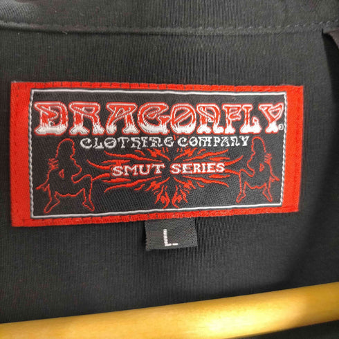 DRAGONFLY 両面 グラフィックプリント 開襟オープンカラー ポリ シャツ B系 メンズ import:L