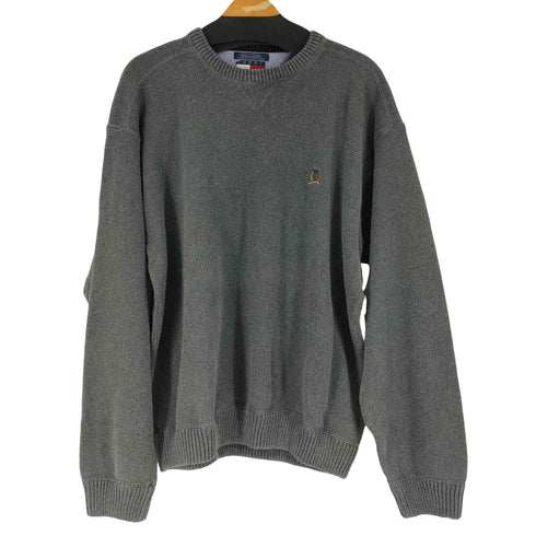 トミーヒルフィガー TOMMY HILFIGER ワンポイントロゴ刺繍 クルーネックコットンニット メンズ import:XL