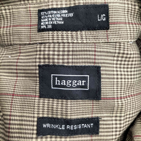 ハガークロージング HAGGAR チェック柄 L/S BDシャツ メンズ import:L