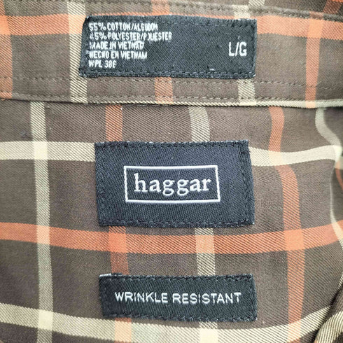 ハガークロージング HAGGAR チェック柄 L/S BDシャツ メンズ import:L