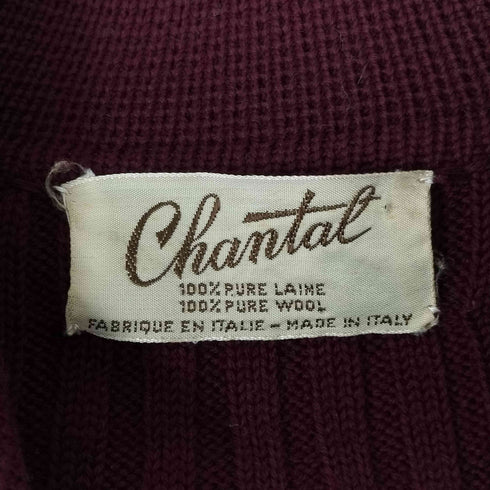 Chantal イタリア製 レザー切替 ニットジャケット レディース