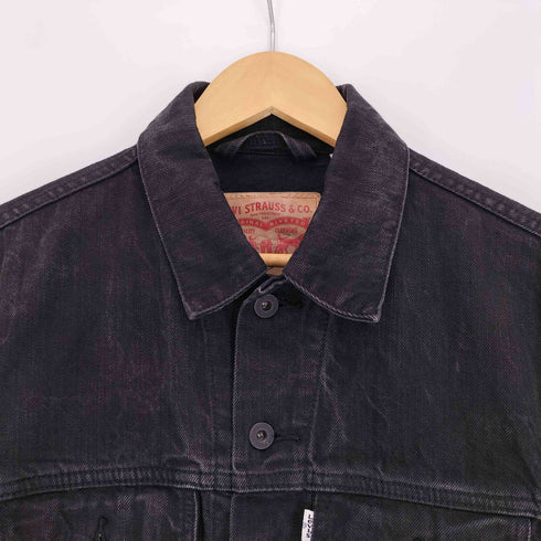 リーバイス Levis ブラック デニムトラッカージャケット メンズ import:M