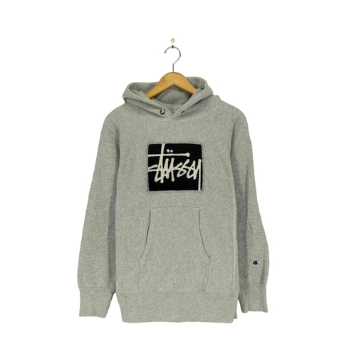 ステューシー Stussy REVERSE WEAVE フロントパイル刺繍プルオーバーパーカー メンズ M