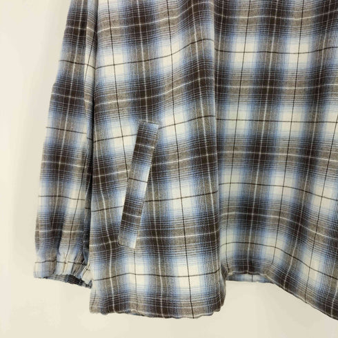 センチメーター centimeter オンブレチェック ロゴ刺繍 ハーフジップ フード付き プルオーバーパーカー 裾ドローコード メンズ JPN:L