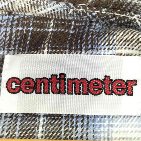 センチメーター centimeter オンブレチェック ロゴ刺繍 ハーフジップ フード付き プルオーバーパーカー 裾ドローコード メンズ JPN:L