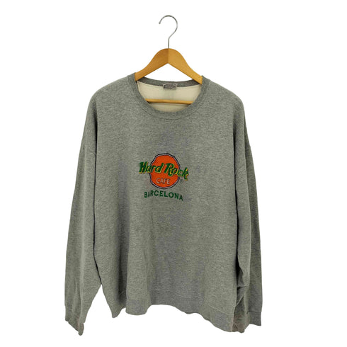 ハードロックカフェ Hard Rock Cafe USA製 BARCELONAロゴ刺繍 前Vガゼット クルーネックスウェット メンズ import:XL