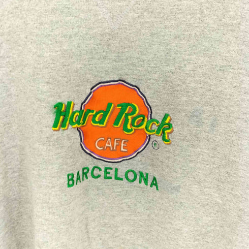 ハードロックカフェ Hard Rock Cafe USA製 BARCELONAロゴ刺繍 前Vガゼット クルーネックスウェット メンズ import:XL