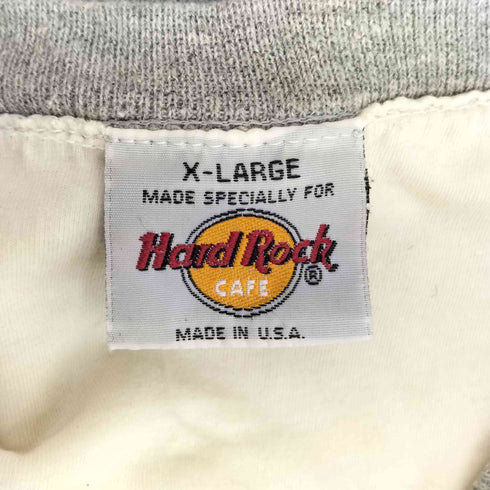 ハードロックカフェ Hard Rock Cafe USA製 BARCELONAロゴ刺繍 前Vガゼット クルーネックスウェット メンズ import:XL